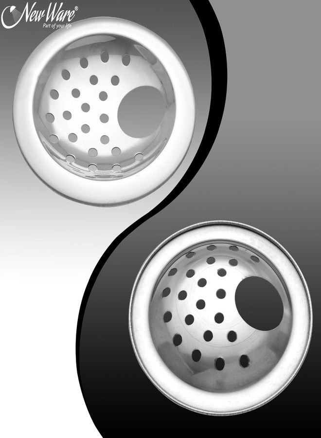 New Ware® CP Stainless Steel 4 Inch Round Curved Edge Floor Drain Jali | Wide Hole Drain Stopper & Filter for Indoor & Outdoor Use - Image 3